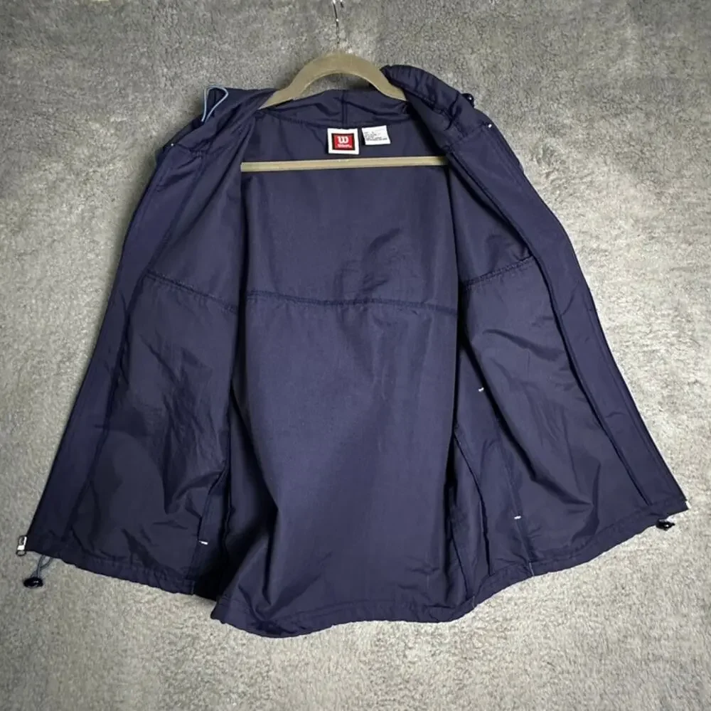Wilson Men's Large Blue Vest Full Zip Hooded Tennis Golf Outdoor Activewear EUC
